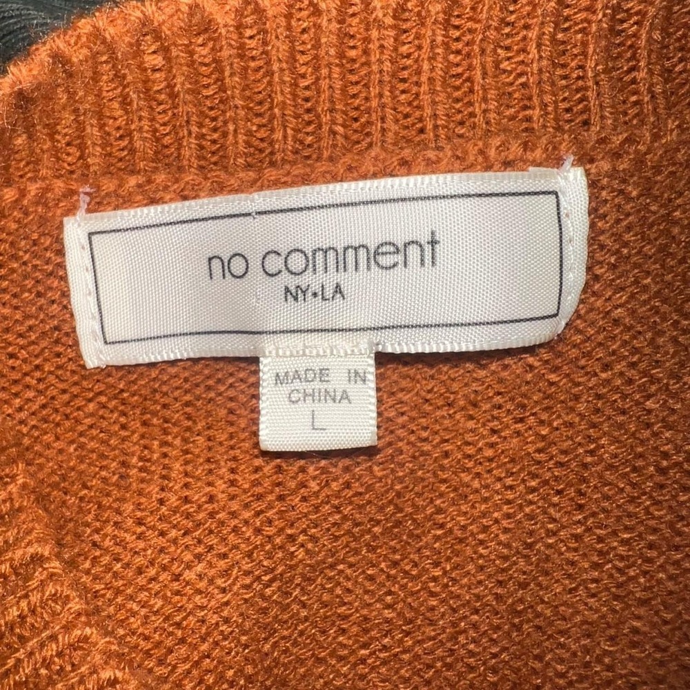 No Comment Brown Rust Mustard Yellow Striped Sweater Vest Y2K Preppy Large - Picture 4 of 4